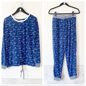 Harry Potter Navy Blue Pajama Set Woman’s Size M